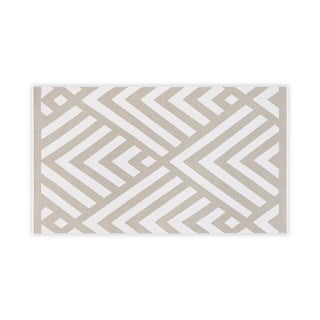Béžovo-biela bavlnená kúpeľňová predložka Foutastic Geometric, 100 x 180 cm