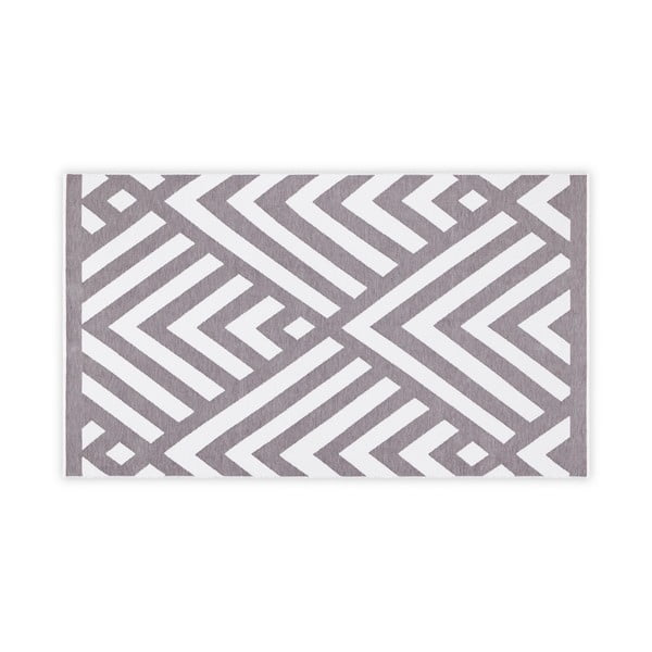 Sivo-biela bavlnená kúpeľňová predložka Foutastic Geometric, 100 x 180 cm
