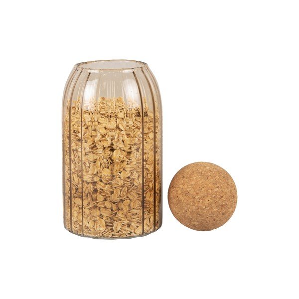 Hnedá sklenená dóza s korkovým vekom PT LIVING Gem, výška 19 cm-image-2