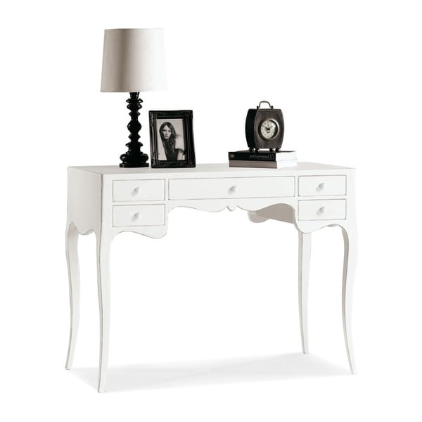 Biely drevený pracovný stôl s 5 zásuvkami Castagnetti Lido
