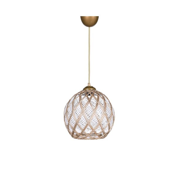 Bielo-béžové závesné svietidlo s textilným tienidlom ø 22 cm – Opviq lights