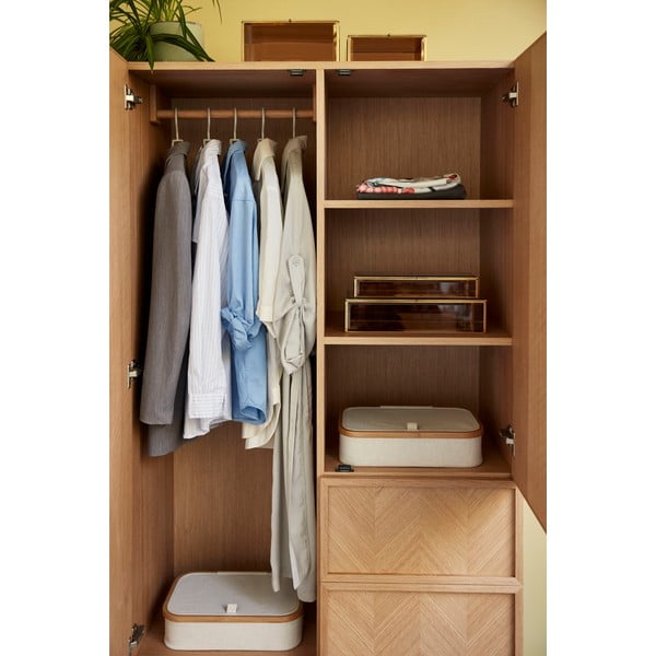 Béžové látkové úložné boxy v súprave 2 ks s vekom 38x26x9 cm Ecru – Hübsch-image-1