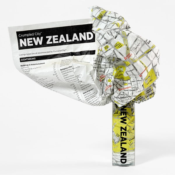 Pokrčená cestovná mapa Nový Zéland