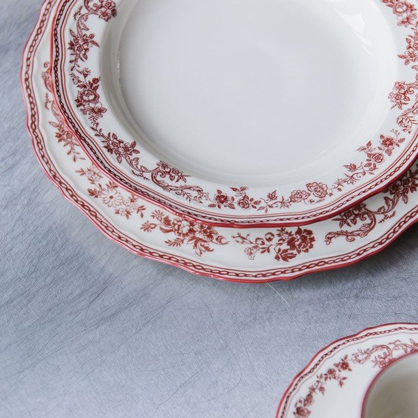 Vínovočervený/slonovinový porcelánový tanier ø 27 cm Cyril – S|P Collection-image-4