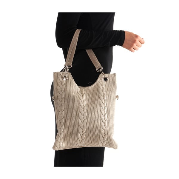 Béžová kožená kabelka Mangotti 877-image-4