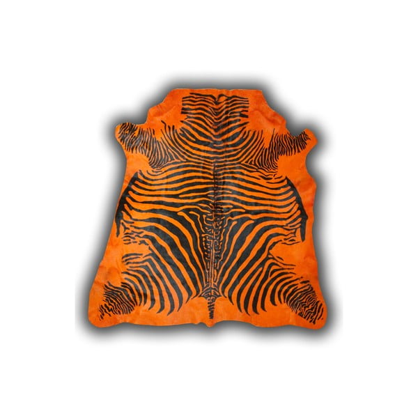 Kožená predložka Normand Cow Zebra Orange, 170x190 cm