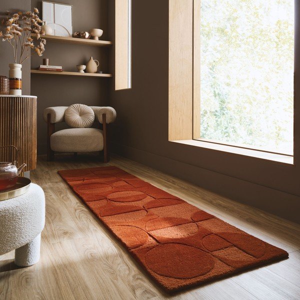 Ručne tkaný vlnený behúň v terakotovej farbe 60x230 cm Gigi – Flair Rugs-image-1