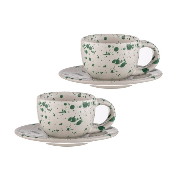 Bielo-zelené šálky na espresso z kameniny v súprave 2 ks 100 ml Carnival – Ladelle