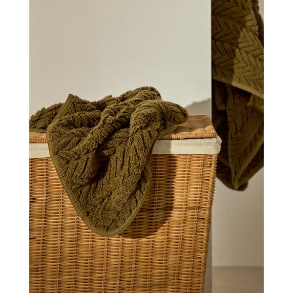 Zelený froté bavlnený uterák 30x50 cm Rune – Kave Home-image-4