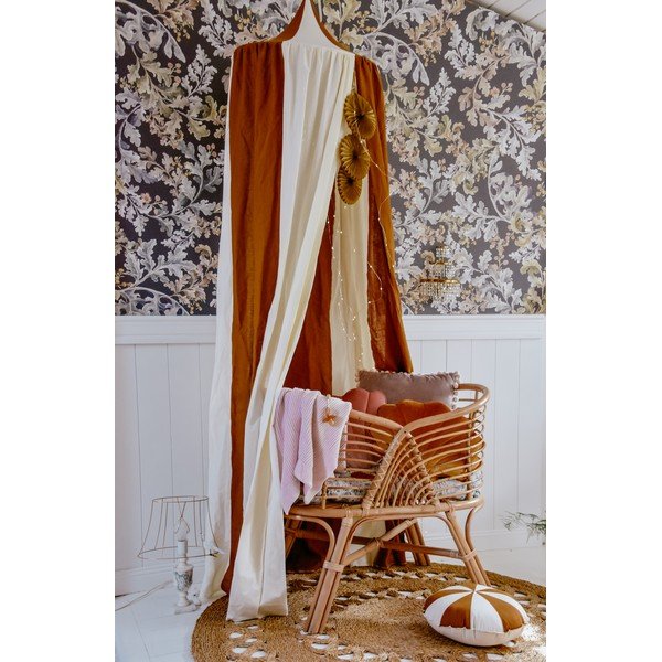 Bielo-oranžový ľanový baldachýn Caramel Circus - Moi Mili-image-3