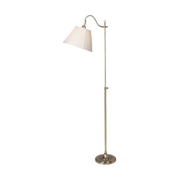 Biela/v zlatej farbe stojacia lampa s ohýbateľnou konštrukciou s textilným tienidlom (výška  167 cm) Charleston – Markslöjd