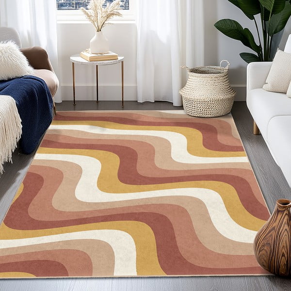 Okrovožltý/staroružový prateľný behúň 60x230 cm Creamy Strawberry Swirl – Mila Home-image-4