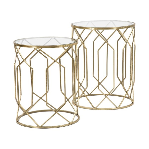 Okrúhle odkladacie stolíky v súprave 2 ks so sklenenou doskou ø 42 cm Tunisi – Mauro Ferretti-image-2