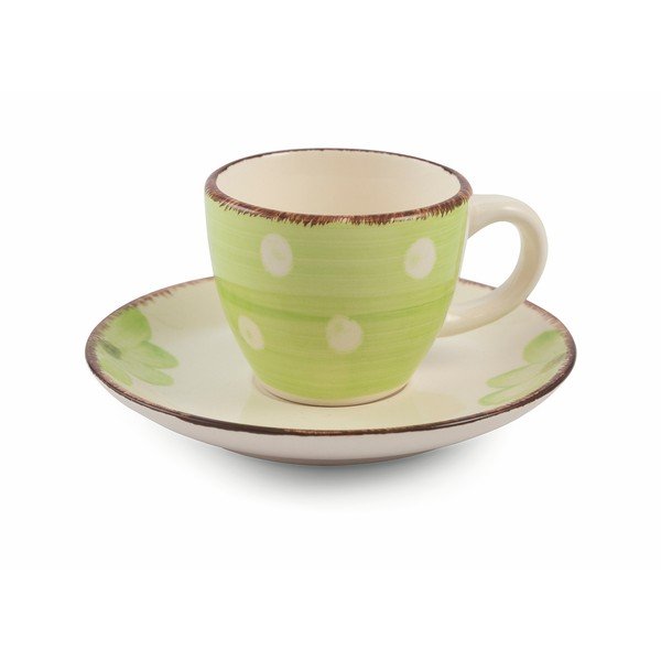 Súprava 6 farebných šálok na espresso s tanierikom z kameniny VDE Tivoli 1996 Tazzine-image-2