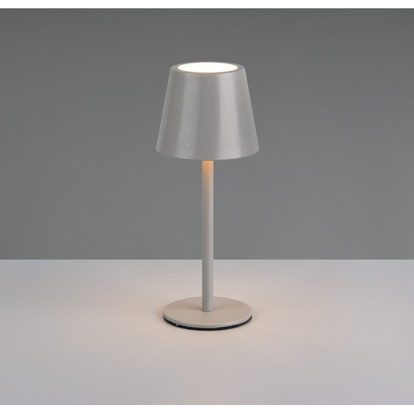 Sivá LED stolová lampa s kovovým tienidlom (výška  21 cm) Diaz – Reality-image-1