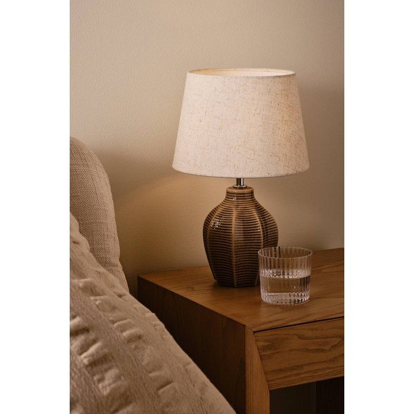 Béžová/tmavohnedá keramická stolová lampa (výška  34 cm) Wera – Jotex-image-1