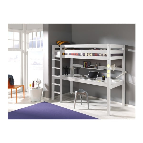 Biela poschodová posteľ s pracovným stolom Vipack Pino, 200 × 105 cm-image-1
