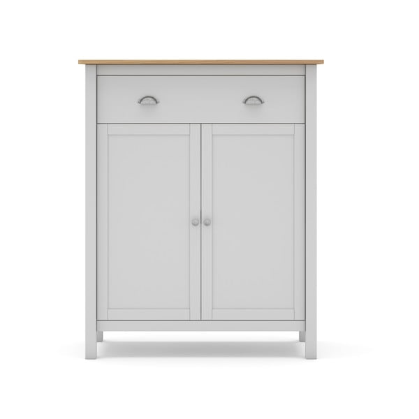 Biela/prírodná vysoká komoda z borovicového dreva 90x110 cm Misti – Marckeric