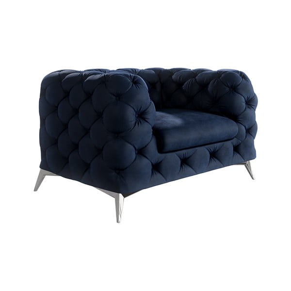 Tmavomodré zamatové kreslo Chelsea – Ropez