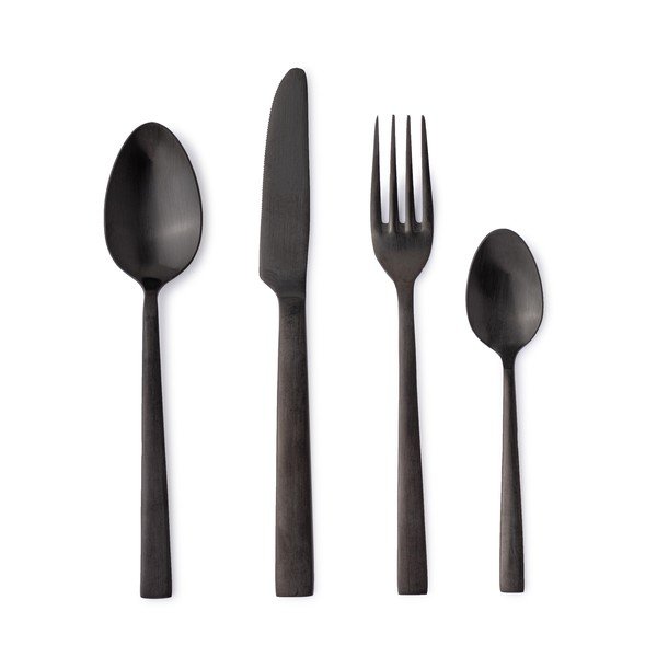 Čierny antikoro príbor 16 ks pre 4 osoby Hestia – Bizzotto