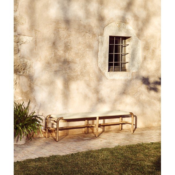 Béžová/v prírodnej farbe drevená záhradná lavica Alipa – Kave Home-image-1