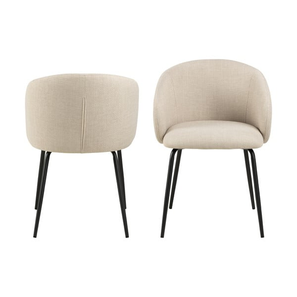 Krémovobiele čalúnené jedálenské kreslá v súprave 2 ks Eleanor – Actona-image-4