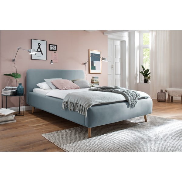 Sivomodrá čalúnená dvojlôžková posteľ bez roštu 140x200 cm Mattis – Meise Möbel-image-1