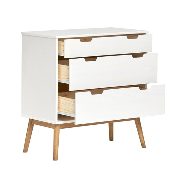 Biela komoda z masívneho borovicového dreva Marckeric Baku, šírka 80 cm-image-3