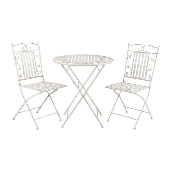 Set bieleho stola a 2 stoličiek Clayre & Eef