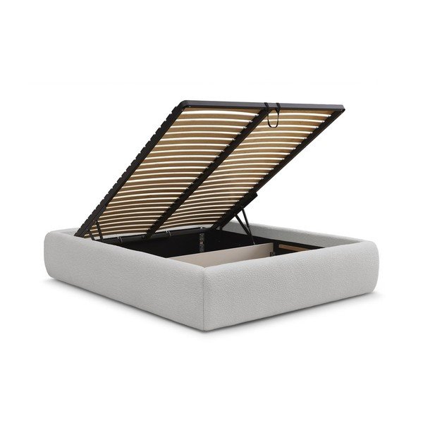 Svetlosivá čalúnená dvojlôžková posteľ s úložným priestorom/bez čela s roštom 160x200 cm Inera – Bobochic Paris-image-3