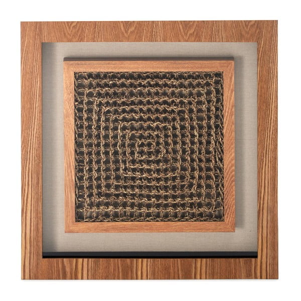 Ručne vyrábaná nástenná dekorácia v ráme Vivorum Dark Crochet, 60 x 60 cm
