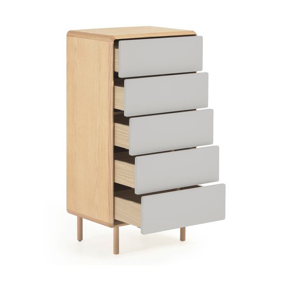 Sivá/v prírodnej farbe komoda v dekore jaseňa 60x117x42 cm Anielle – Kave Home-image-2