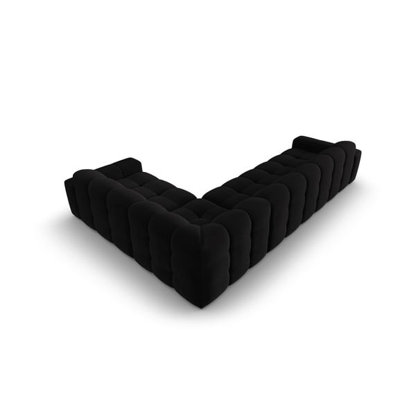 Čierna zamatová rohová pohovka (pravý roh) Kendal - Micadoni Home-image-4