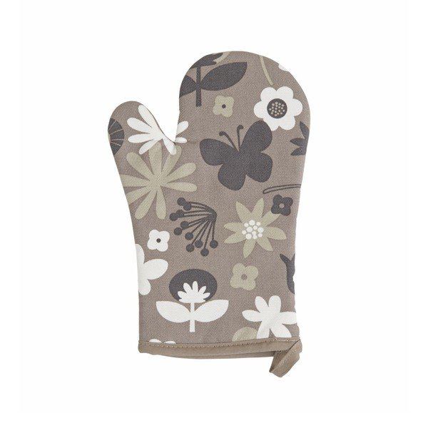 Hnedo-biela kuchynská rukavica ZicZac Floral