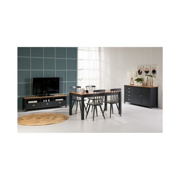 Antracitovosivý rozkladací jedálenský stôl z masívneho borovicového dreva Marckeric Jade, 150 × 85 cm-image-4