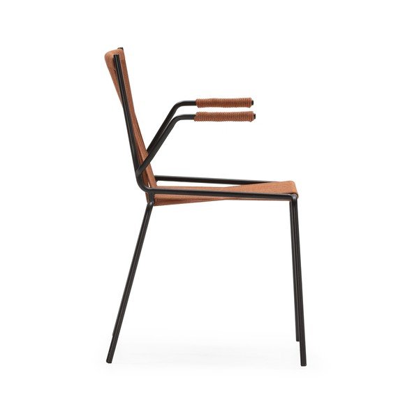 Terakotové kovové jedálenské stoličky v súprave s podrúčkami/stohovateľné 2 ks Emily – Marckeric-image-3