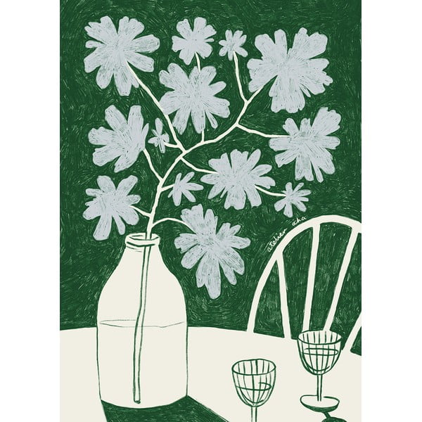 Plagát 30x40 cm Blue Flowers & Red Wine – Anouk van Cleef – The Poster Club