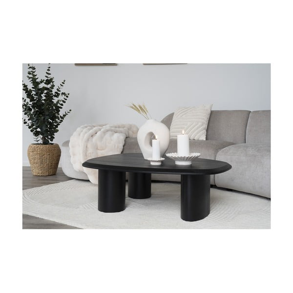 Čierny konferenčný stolík s doskou v dekore jaseňového dreva 78x96 cm Tirano – House Nordic-image-4