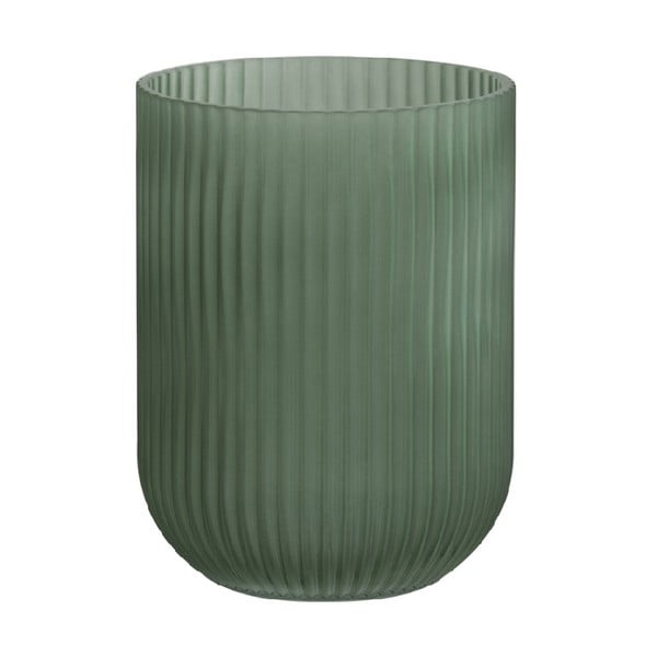 Zelená sklenená váza J-Line Ribbed, výška 23,5 cm