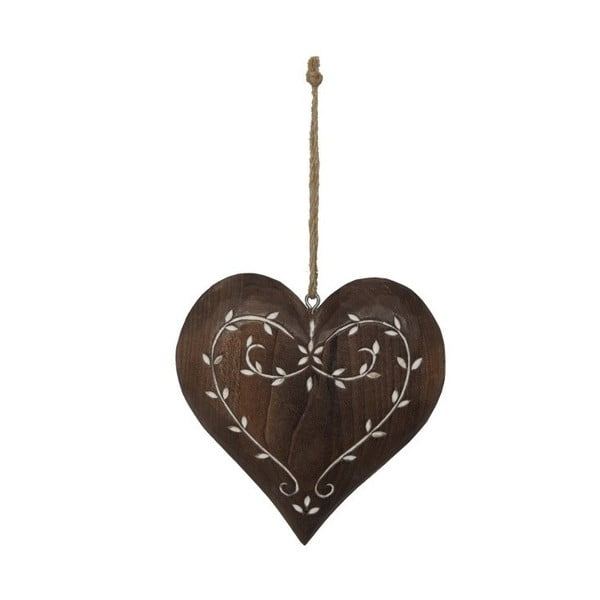 Závesná drevená dekorácia v tvare srdca Antic Line Anna