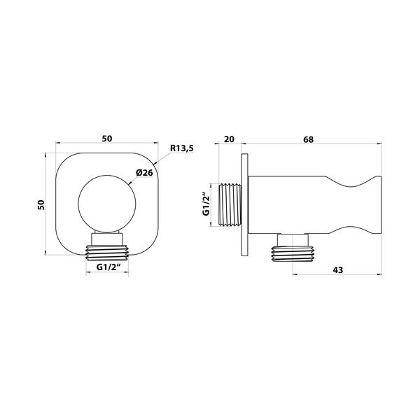 Matne čierny mosadzný diel na pripojenie sprchy – Sapho-image-1