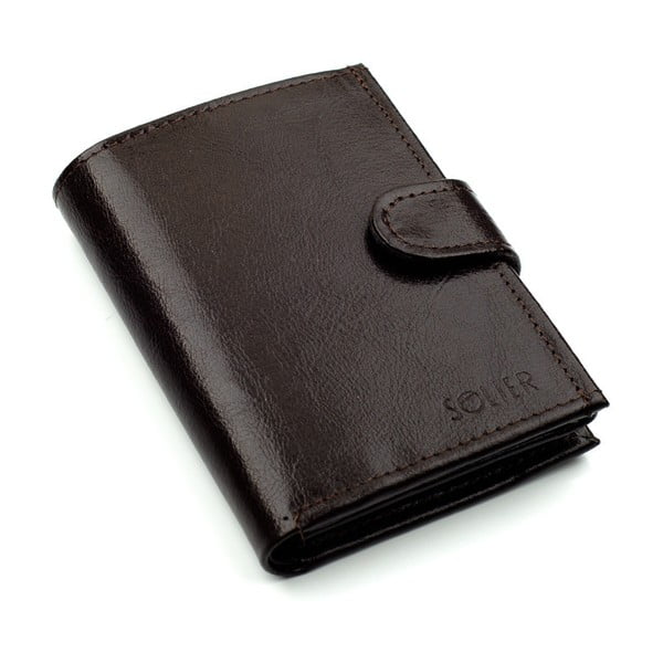 Pánska kožená peňaženka SW04 s patentom, hnedá