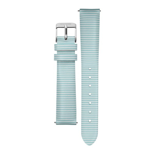 Svetlomodrý kožený remienok s detailmi v striebornej farbe k hodinkám Cluse Minuit