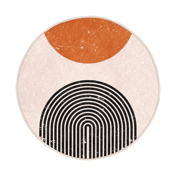 Oranžovo-krémový prateľný okrúhly koberec vhodný pre robotické vysávače ø 100 cm Comfort – Mila Home