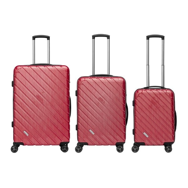 Sada 3 červených cestovných kufrov Packenger Premium Koffer