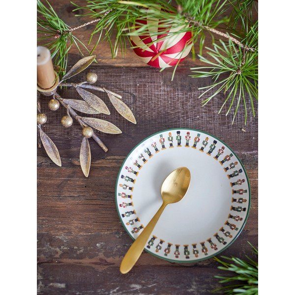 Krémový dezertný tanier s vianočným motívom z kameniny ø 16 cm Jolly – Bloomingville-image-1