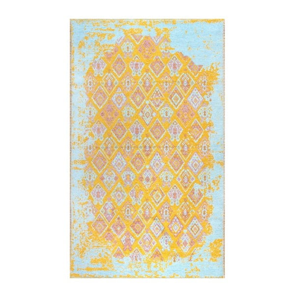 Obojstranný žlto-modrý koberec Vitaus Normani, 77 x 200 cm