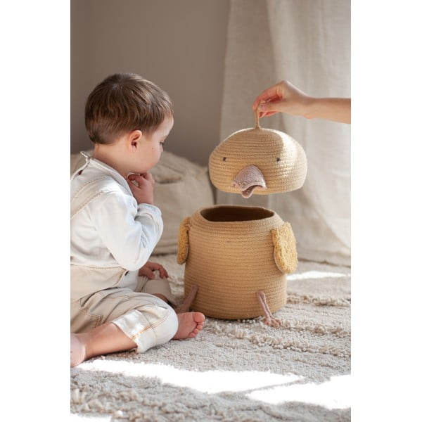 Žltý látkový detský kôš na hračky ø 25x30 cm Charlie the Chicken – Lorena Canals-image-1