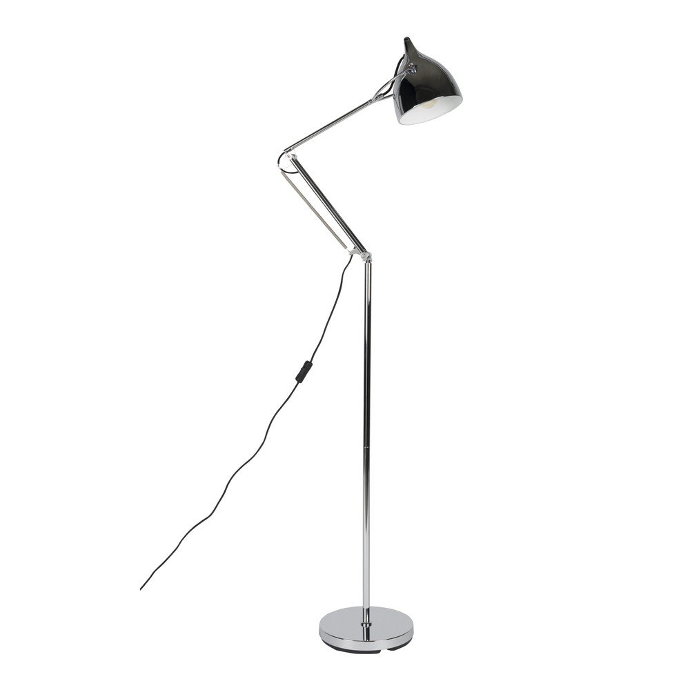 E-shop Stojacia lampa s ohýbateľnou konštrukciou v striebornej farbe s kovovým tienidlom (výška 137 cm) Reader – Zuiver