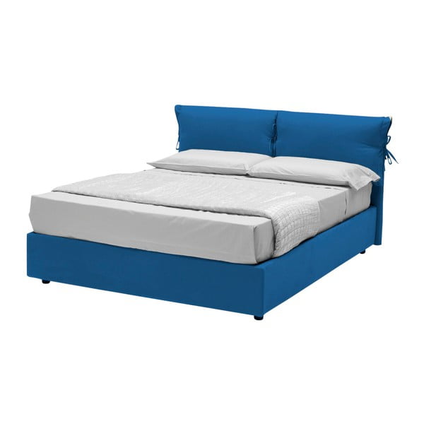 Modrá dvojlôžková posteľ s poťahom z bavlnenej textílie 13Casa Iris, 160 x 190 cm
